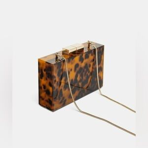 ZARA Tortoiseshell Clutch Bag with Gold Chain